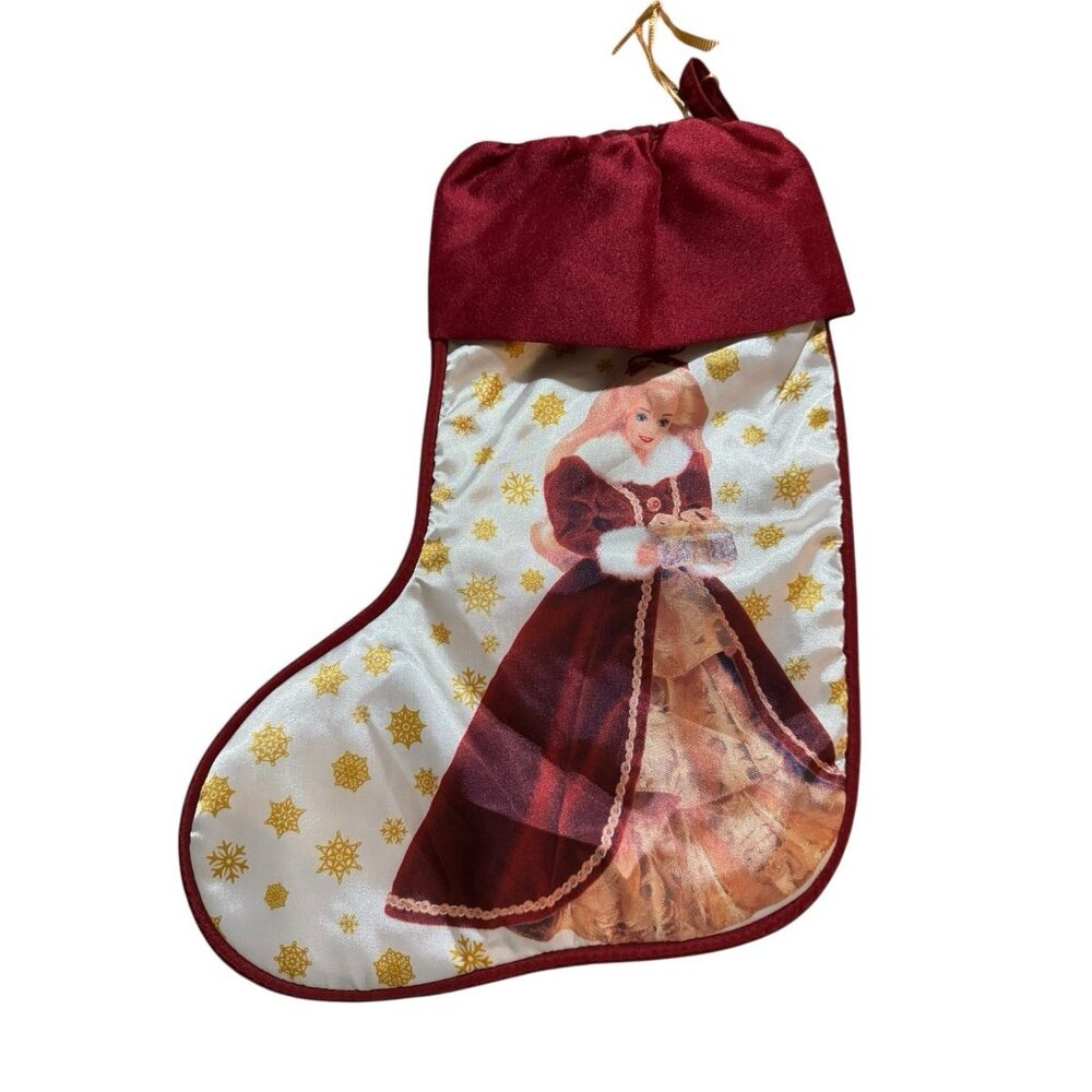 Hallmark Christmas Barbie Stocking 1995 Holiday‎ Classic Vintage Burgundy
